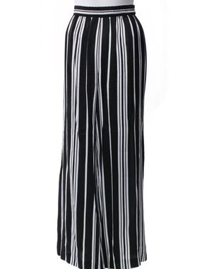 L'Agence. Black and White Vertical Stripe Wide Leg Pants